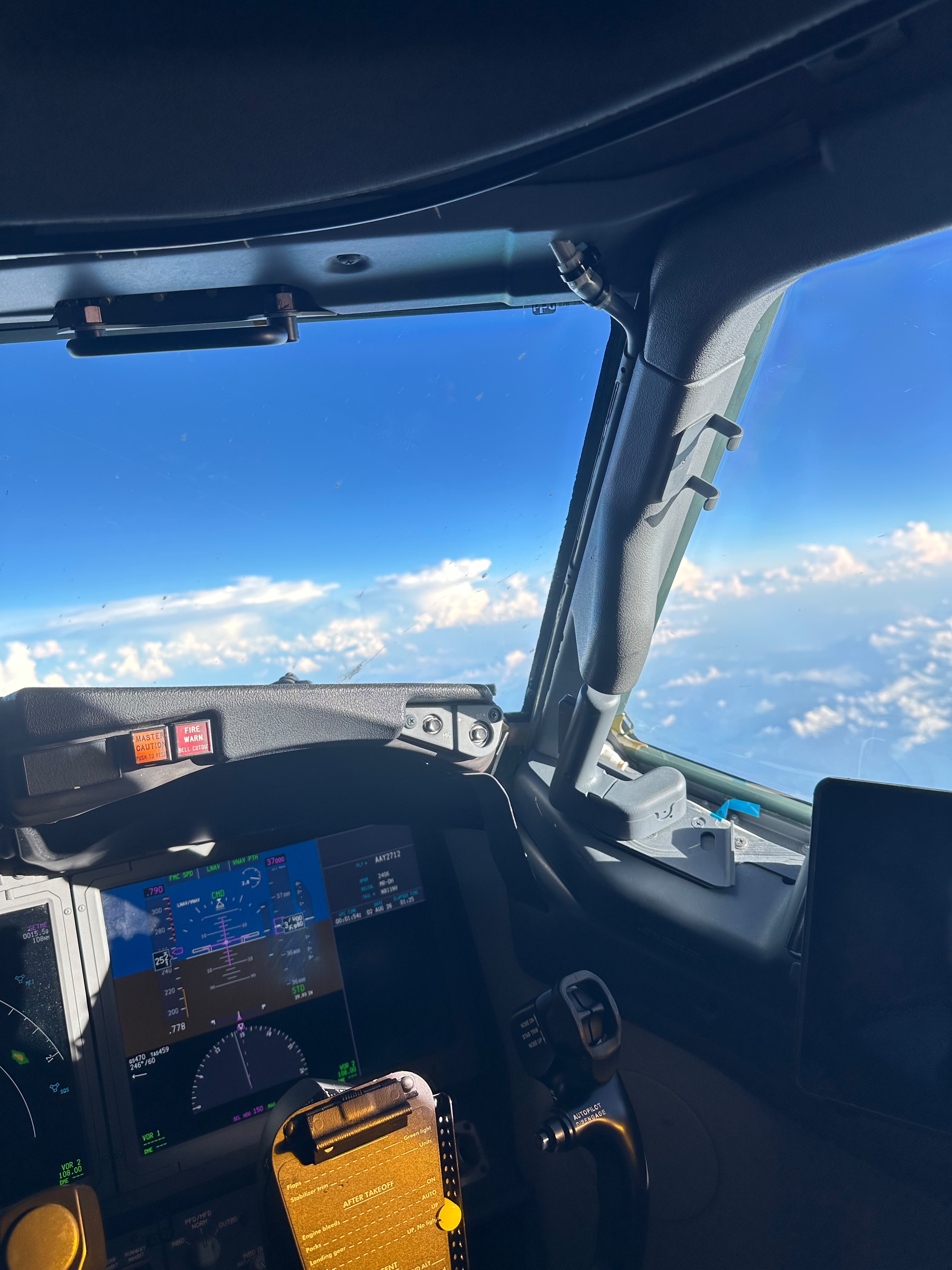 Vista desde la cabina de una aeronave comercial en vuelo