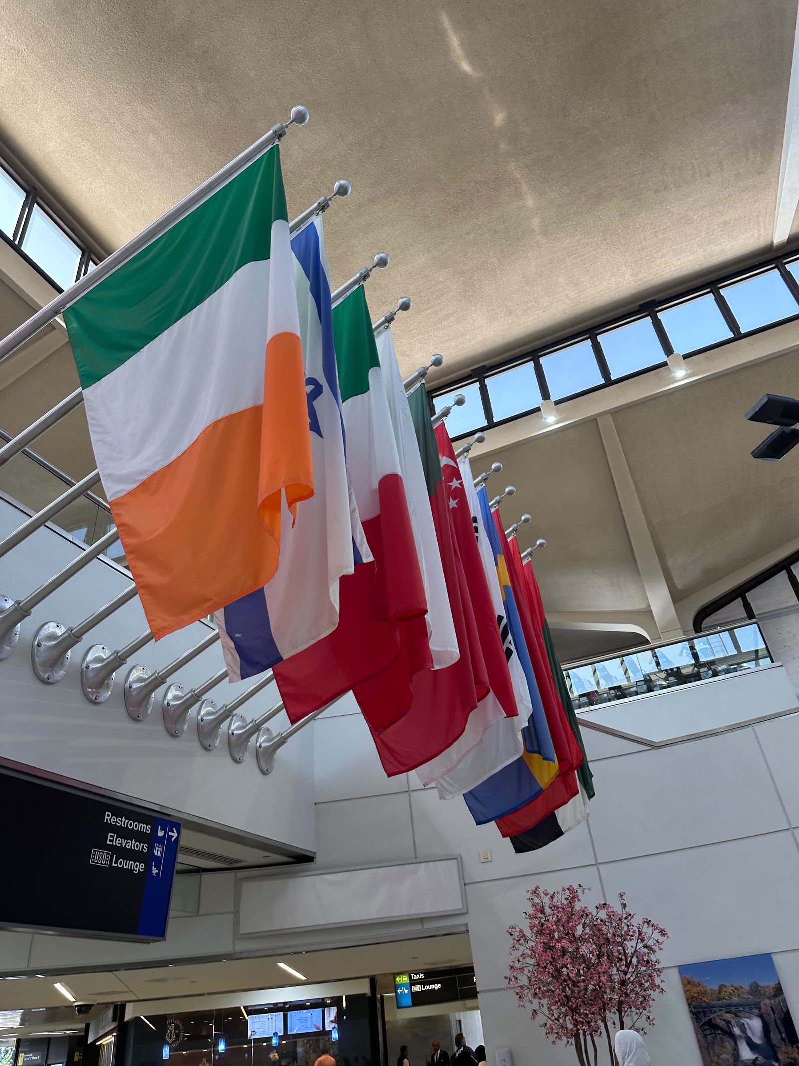 Airport scene associated with language preparation